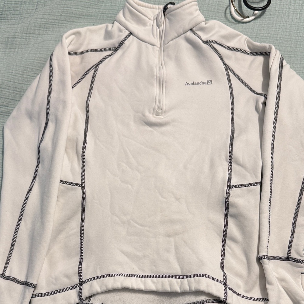Avalanche White Pullover with Black Stitching